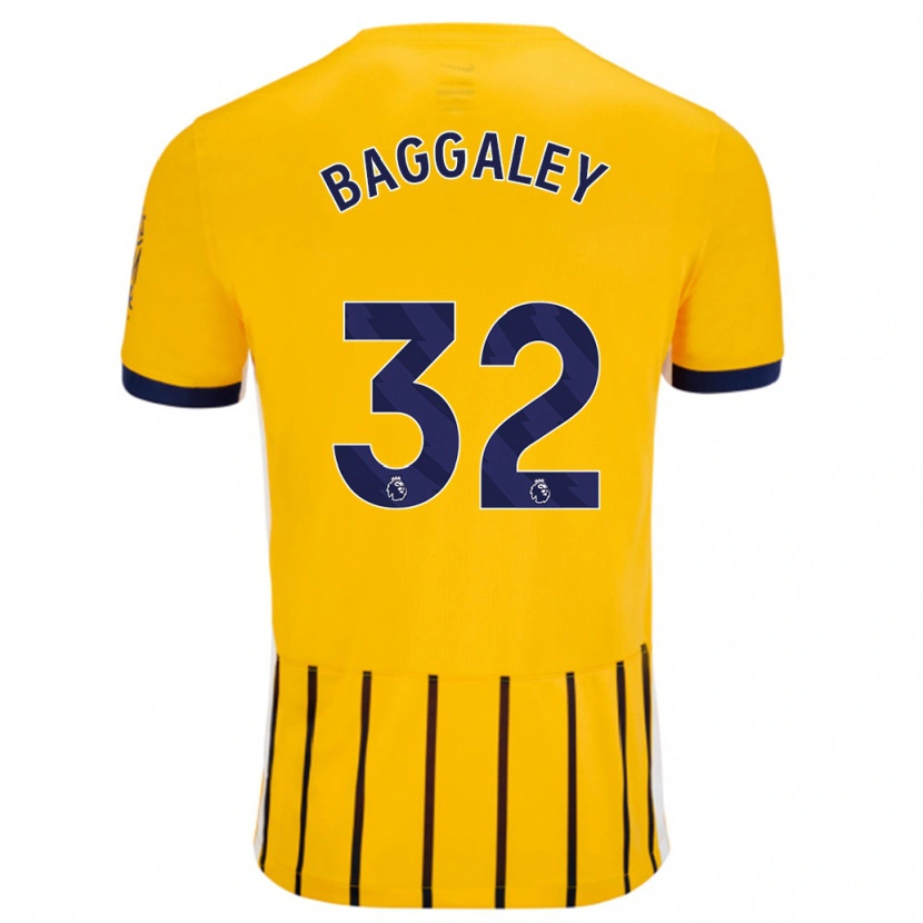 Danxen Niño Camiseta Sophie Baggaley #32 Dorado Azul Rayas 2ª Equipación 2024/25 La Camisa