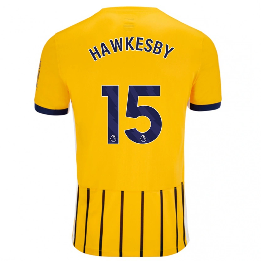 Danxen Niño Camiseta Mackenzie Hawkesby #15 Dorado Azul Rayas 2ª Equipación 2024/25 La Camisa