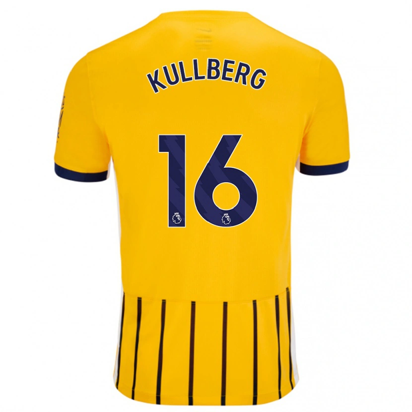Danxen Niño Camiseta Emma Nanny Charlotte Kullberg #16 Dorado Azul Rayas 2ª Equipación 2024/25 La Camisa