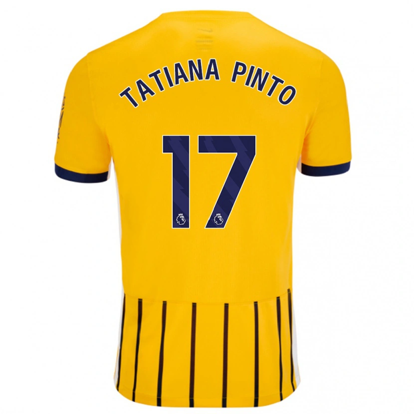 Danxen Niño Camiseta Tatiana Vanessa Ferreira Pinto #17 Dorado Azul Rayas 2ª Equipación 2024/25 La Camisa