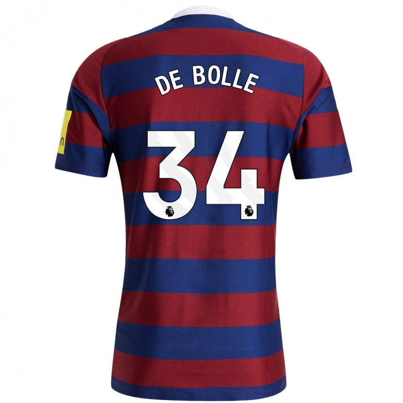 Danxen Niño Camiseta Lucas De Bolle #34 Burdeos Azul Marino 2ª Equipación 2024/25 La Camisa
