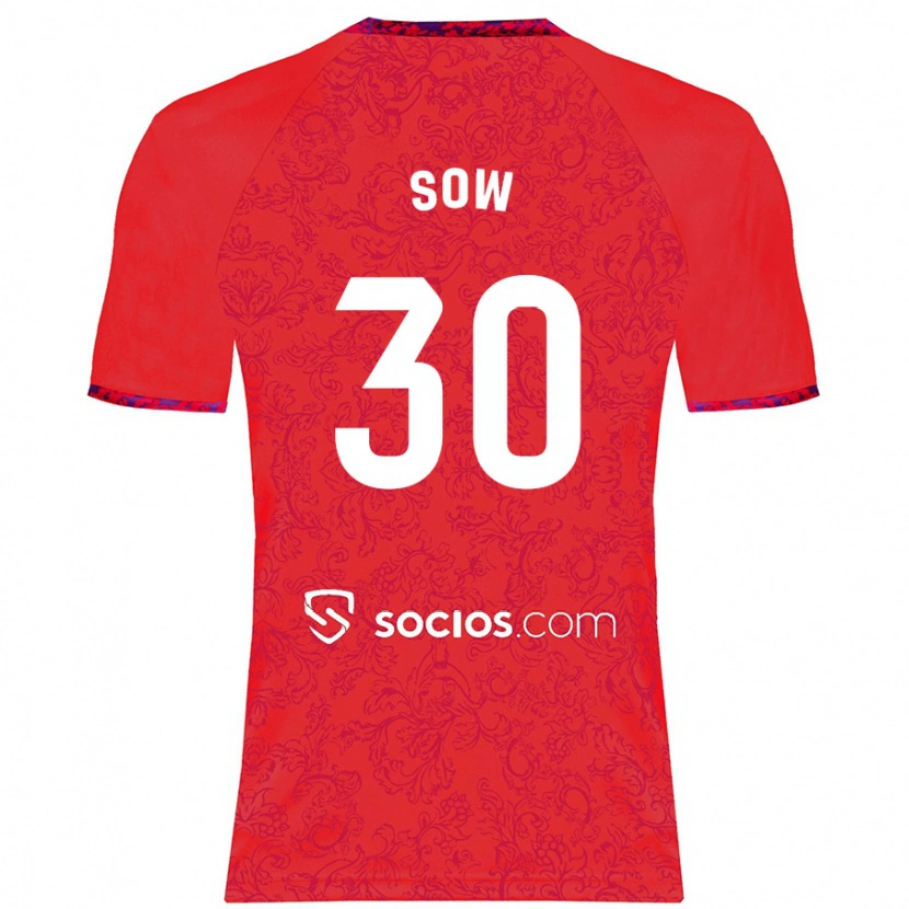 Danxen Niño Camiseta Ibrahima Sow #30 Rojo 2ª Equipación 2024/25 La Camisa