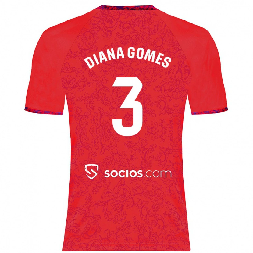 Danxen Niño Camiseta Diana Catarina Ribeiro Gomes #3 Rojo 2ª Equipación 2024/25 La Camisa