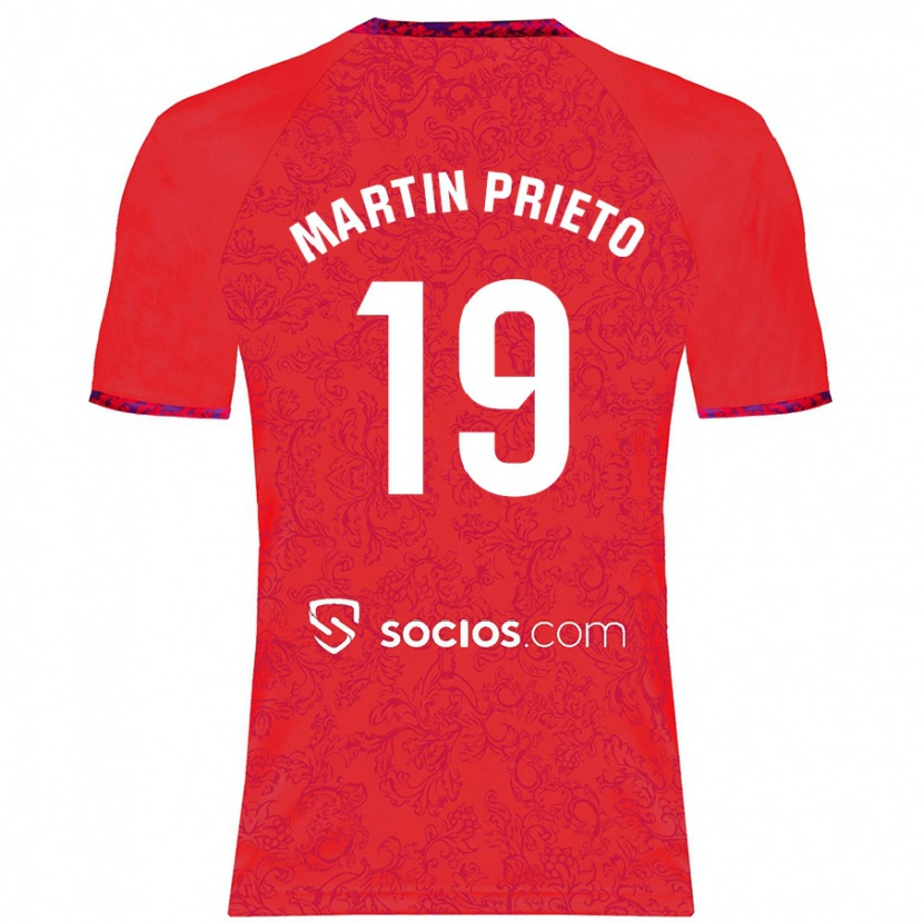 Danxen Niño Camiseta Cristina Martín-Prieto Gutiérrez #19 Rojo 2ª Equipación 2024/25 La Camisa