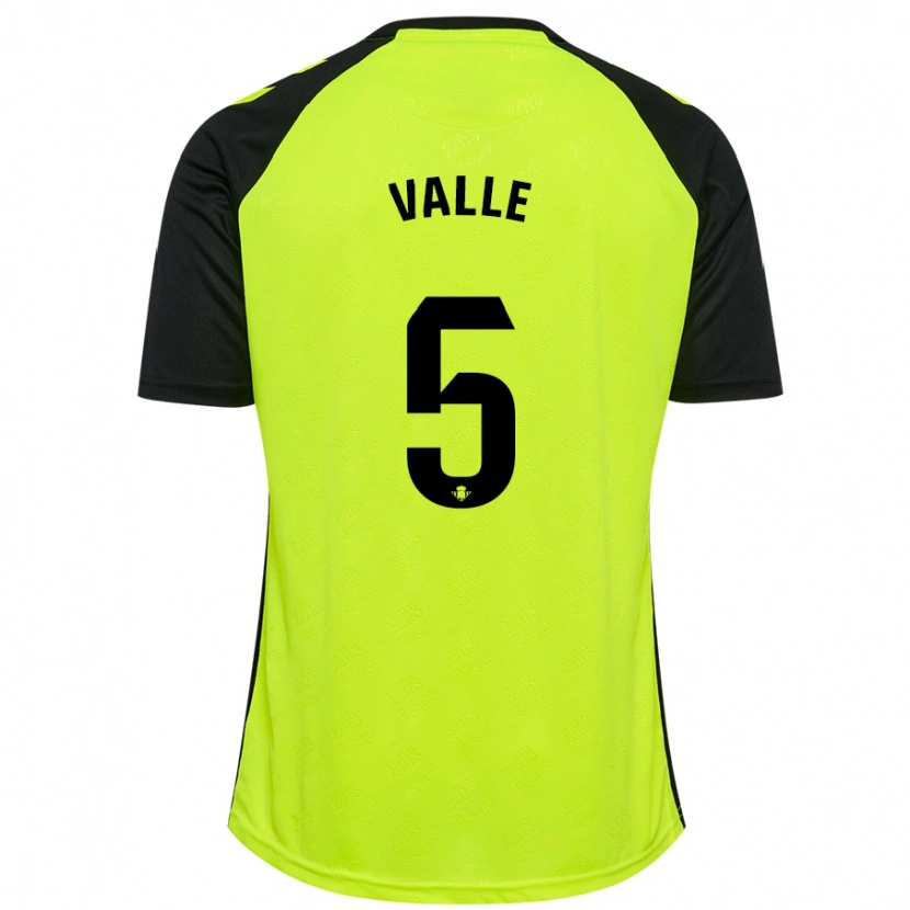 Danxen Niño Camiseta María Valle López #5 Amarillo Fluorescente Negro 2ª Equipación 2024/25 La Camisa