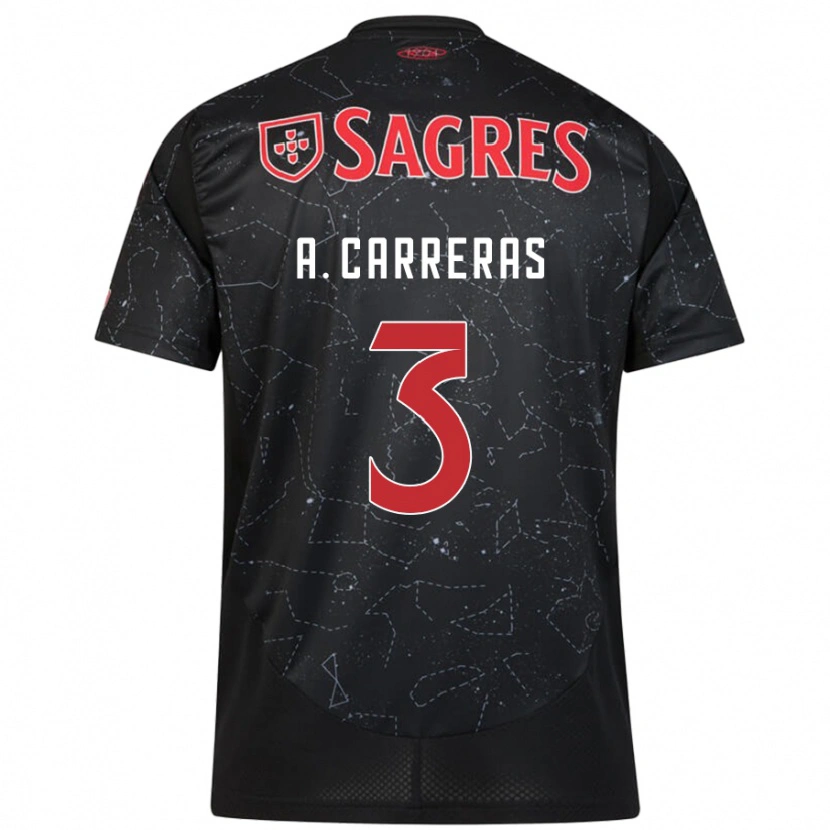 Danxen Niño Camiseta Álvaro Carreras #3 Negro Rojo 2ª Equipación 2024/25 La Camisa
