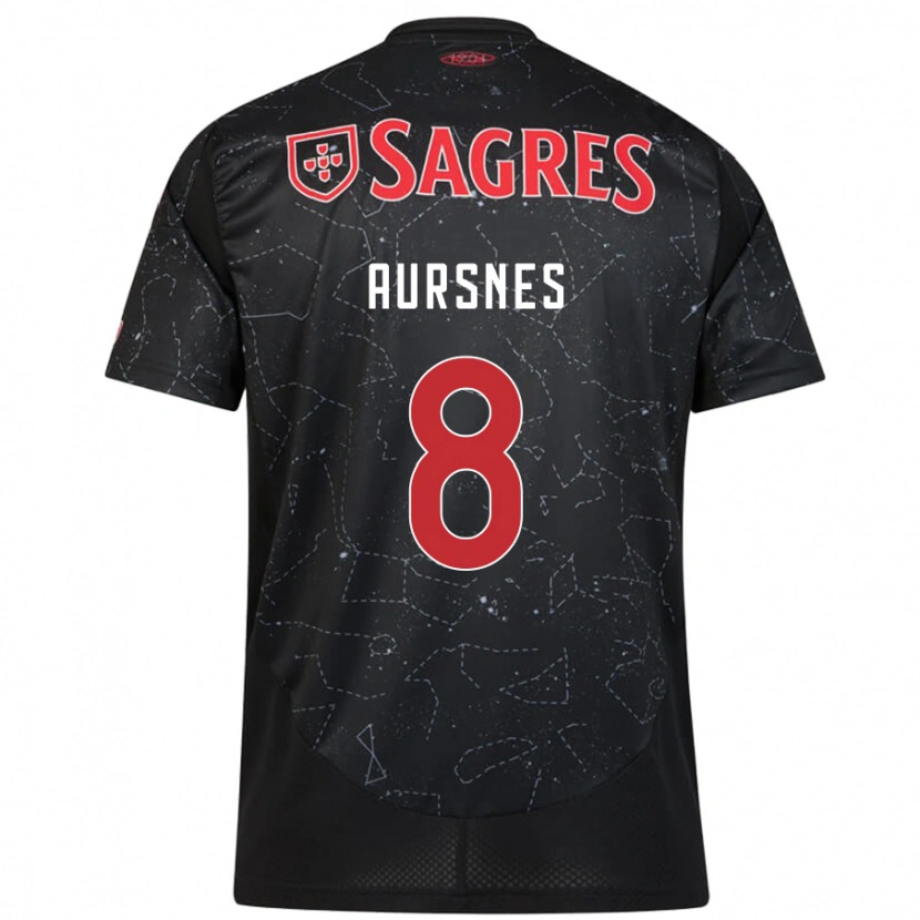 Danxen Niño Camiseta Fredrik Aursnes #8 Negro Rojo 2ª Equipación 2024/25 La Camisa
