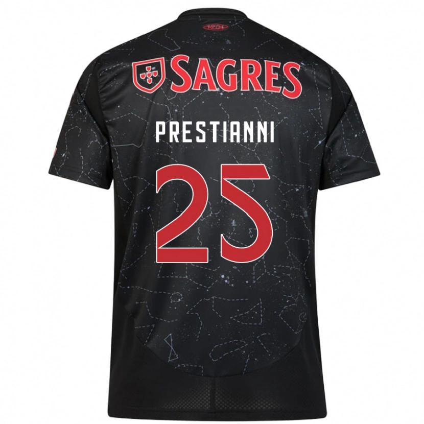 Danxen Niño Camiseta Gianluca Prestianni #25 Negro Rojo 2ª Equipación 2024/25 La Camisa