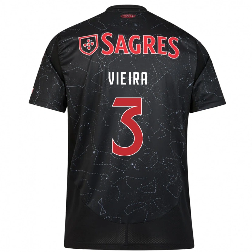 Danxen Niño Camiseta Miguel Vieira #3 Negro Rojo 2ª Equipación 2024/25 La Camisa