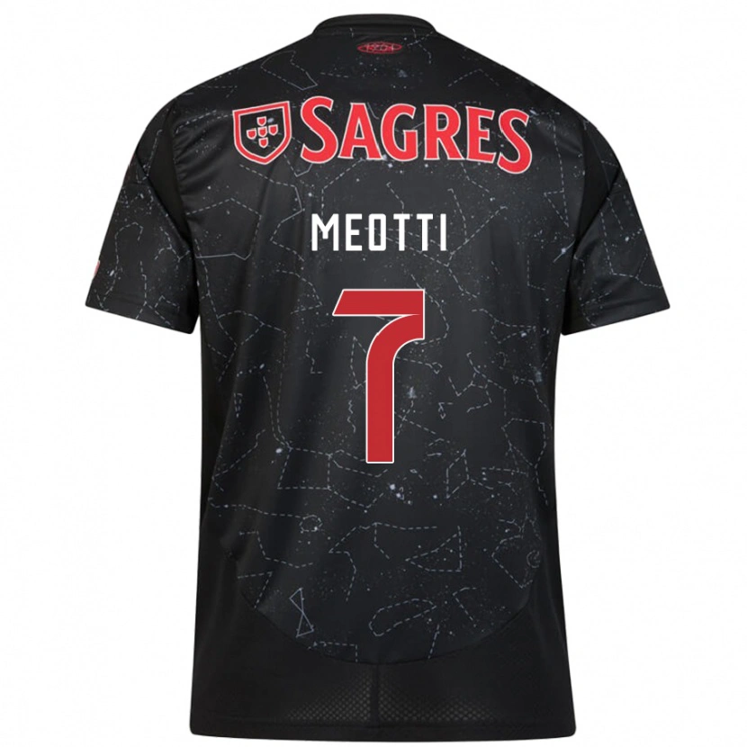 Danxen Niño Camiseta Carlos Meotti #7 Negro Rojo 2ª Equipación 2024/25 La Camisa