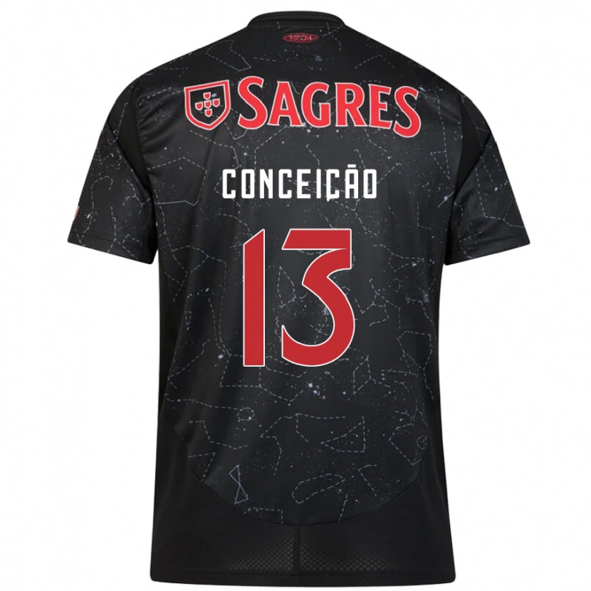 Danxen Niño Camiseta João Conceição #13 Negro Rojo 2ª Equipación 2024/25 La Camisa