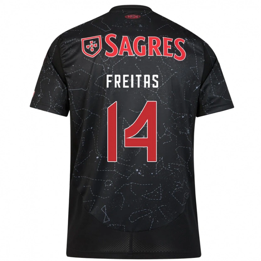 Danxen Niño Camiseta Tiago Freitas #14 Negro Rojo 2ª Equipación 2024/25 La Camisa