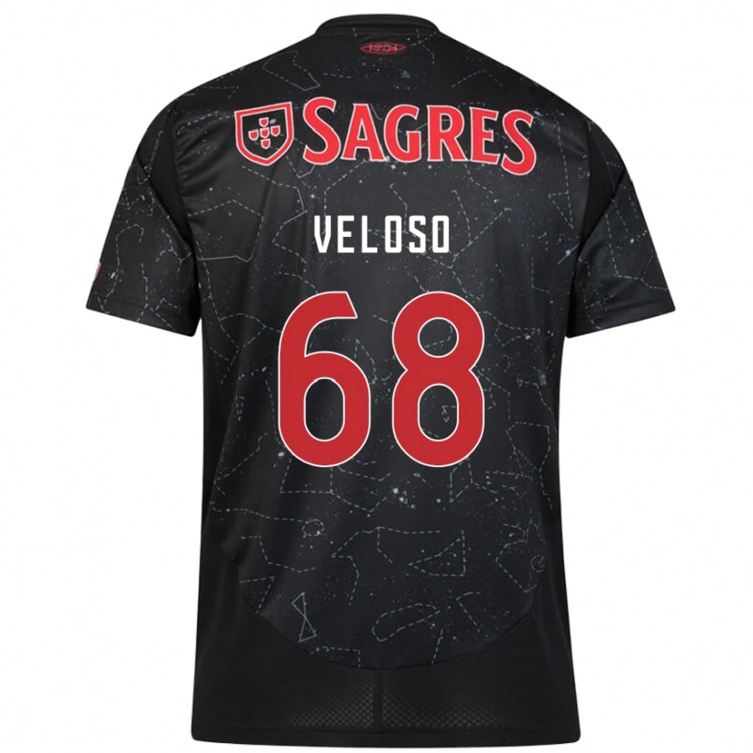 Danxen Niño Camiseta João Veloso #68 Negro Rojo 2ª Equipación 2024/25 La Camisa