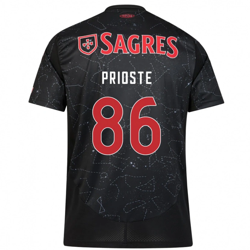 Danxen Niño Camiseta Diogo Prioste #86 Negro Rojo 2ª Equipación 2024/25 La Camisa