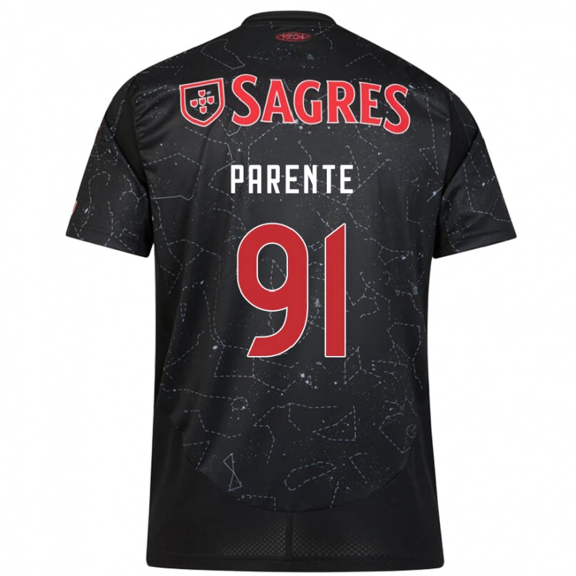 Danxen Niño Camiseta Tiago Parente #91 Negro Rojo 2ª Equipación 2024/25 La Camisa