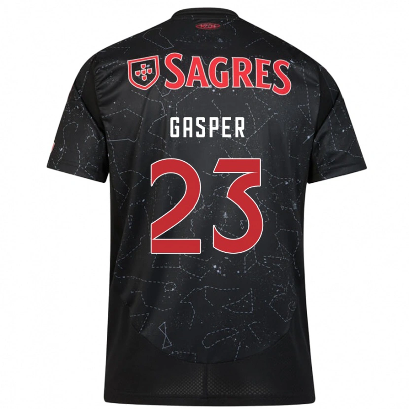Danxen Niño Camiseta Anna Gasper #23 Negro Rojo 2ª Equipación 2024/25 La Camisa