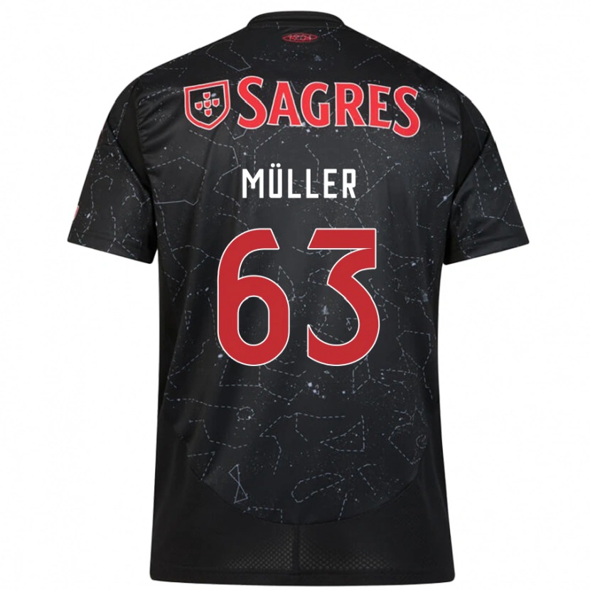 Danxen Niño Camiseta José Müller #63 Negro Rojo 2ª Equipación 2024/25 La Camisa