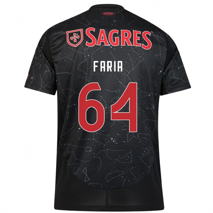 Danxen Niño Camiseta Hugo Faria #64 Negro Rojo 2ª Equipación 2024/25 La Camisa