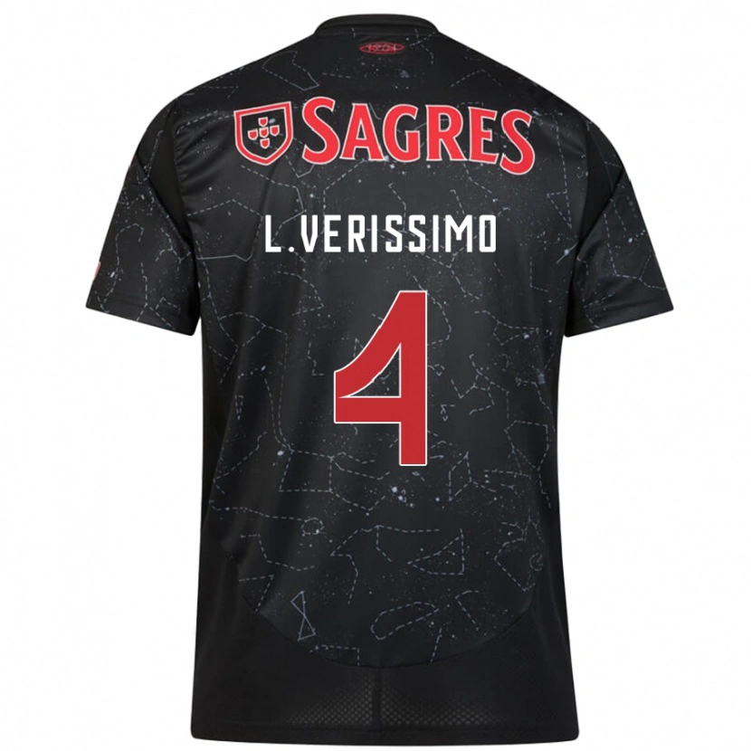 Danxen Niño Camiseta Lucas Verissimo #4 Negro Rojo 2ª Equipación 2024/25 La Camisa