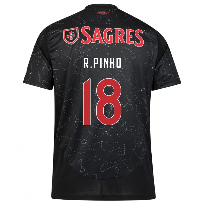 Danxen Niño Camiseta Rodrigo Pinho #18 Negro Rojo 2ª Equipación 2024/25 La Camisa