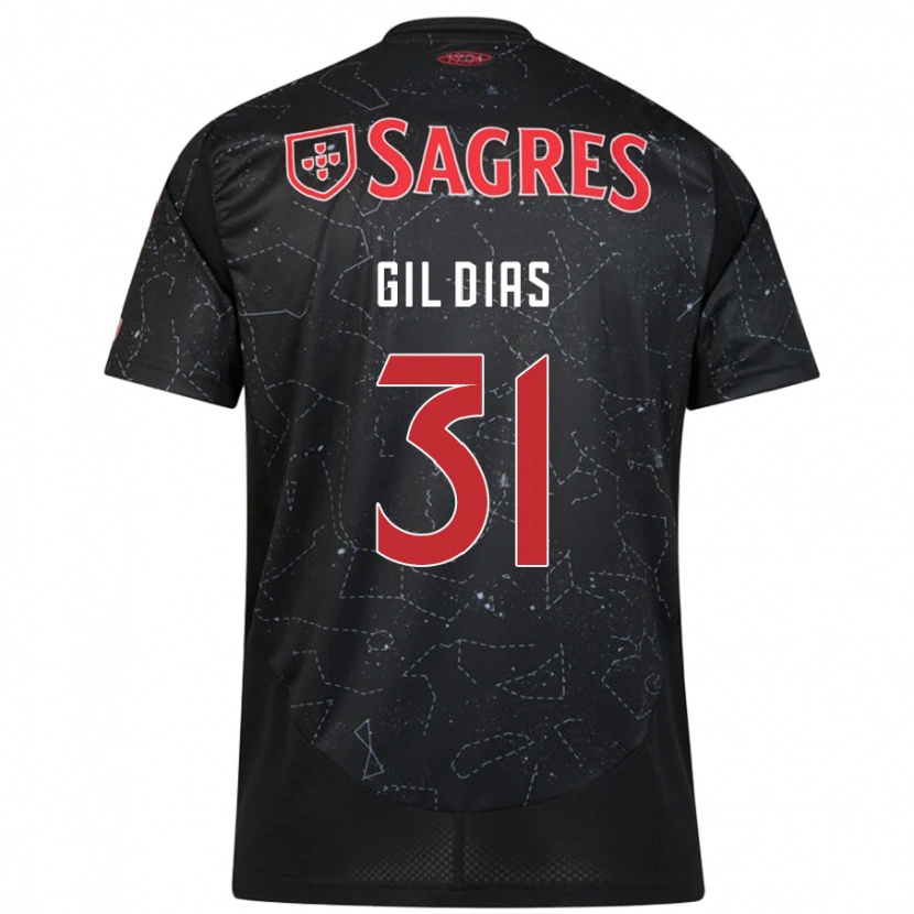 Danxen Niño Camiseta Gil Dias #31 Negro Rojo 2ª Equipación 2024/25 La Camisa