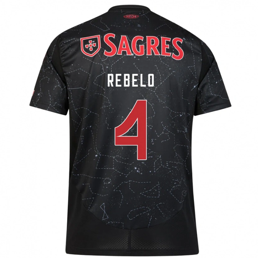 Danxen Niño Camiseta Silvia Rebelo #4 Negro Rojo 2ª Equipación 2024/25 La Camisa