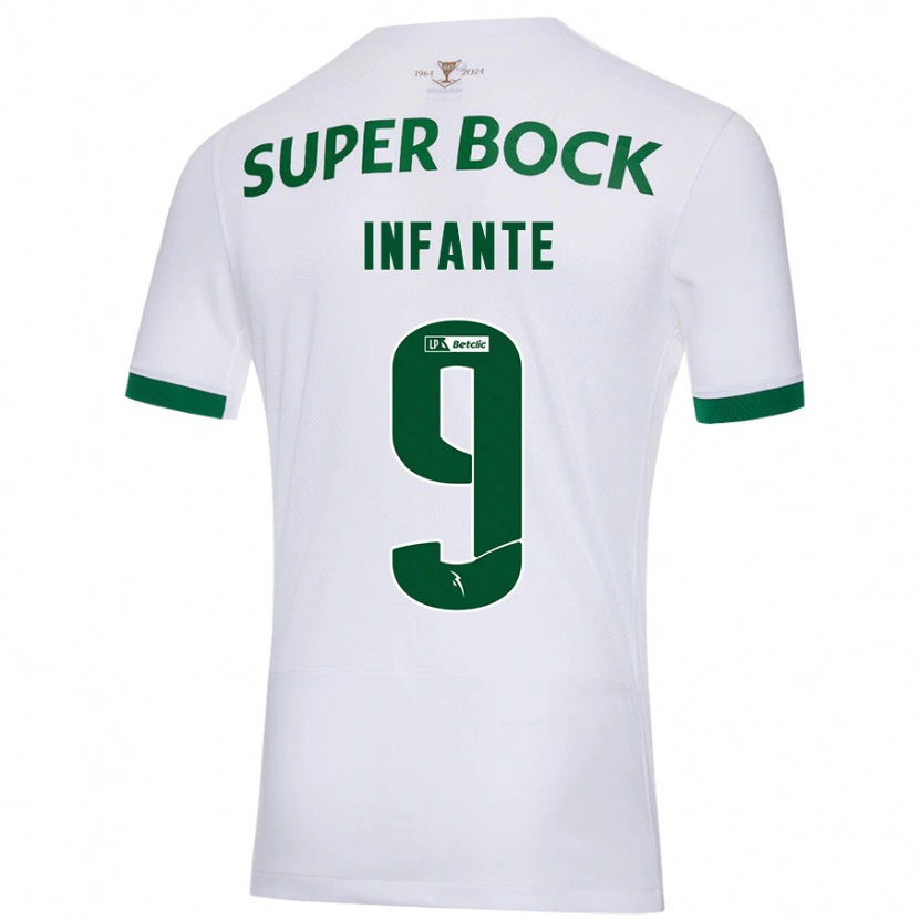 Danxen Niño Camiseta João Infante #9 Blanco Verde 2ª Equipación 2024/25 La Camisa