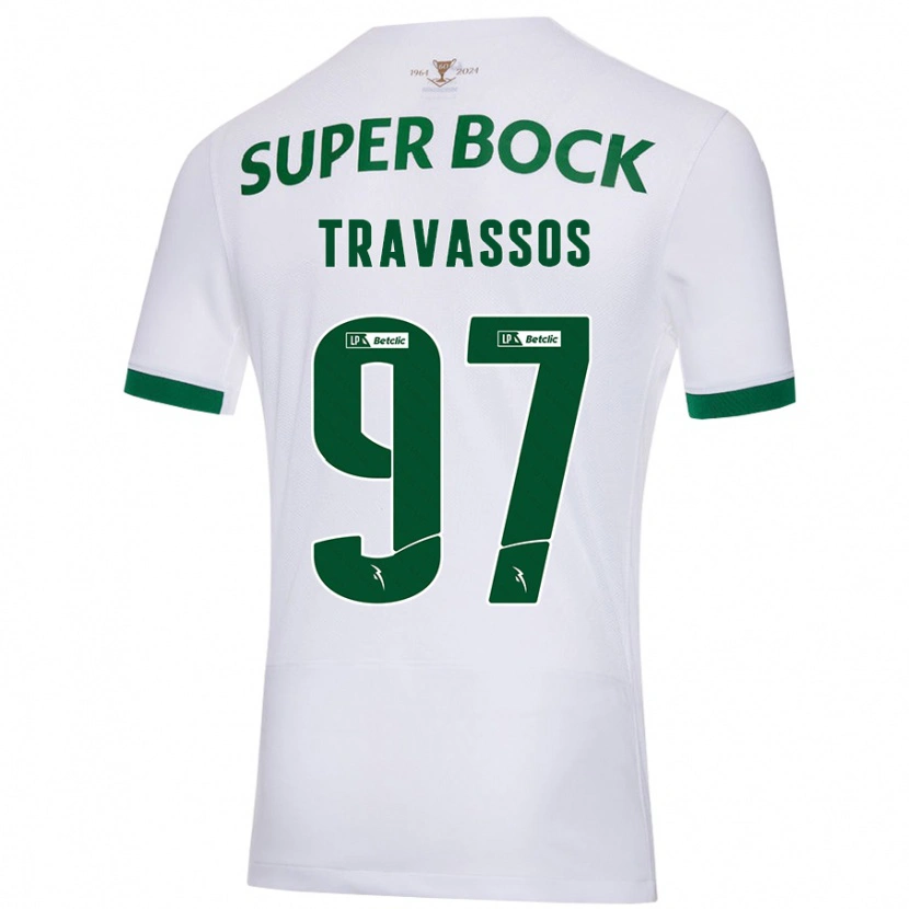 Danxen Niño Camiseta Travassos #97 Blanco Verde 2ª Equipación 2024/25 La Camisa