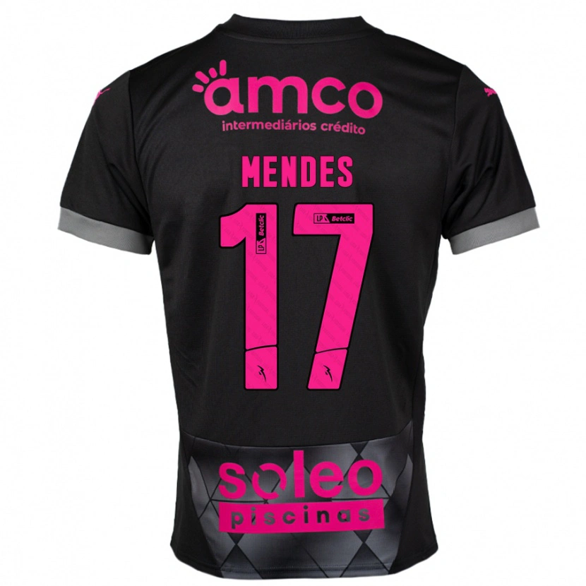 Danxen Niño Camiseta Joe Mendes #17 Negro Rosa 2ª Equipación 2024/25 La Camisa