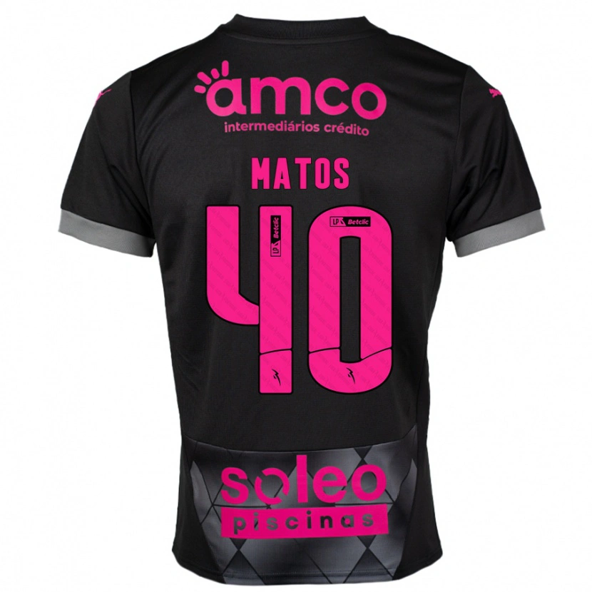 Danxen Niño Camiseta João Matos #40 Negro Rosa 2ª Equipación 2024/25 La Camisa