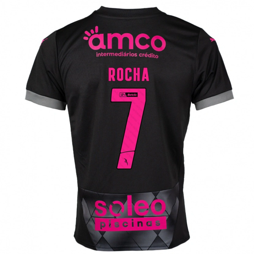 Danxen Niño Camiseta Carolina Rocha #7 Negro Rosa 2ª Equipación 2024/25 La Camisa