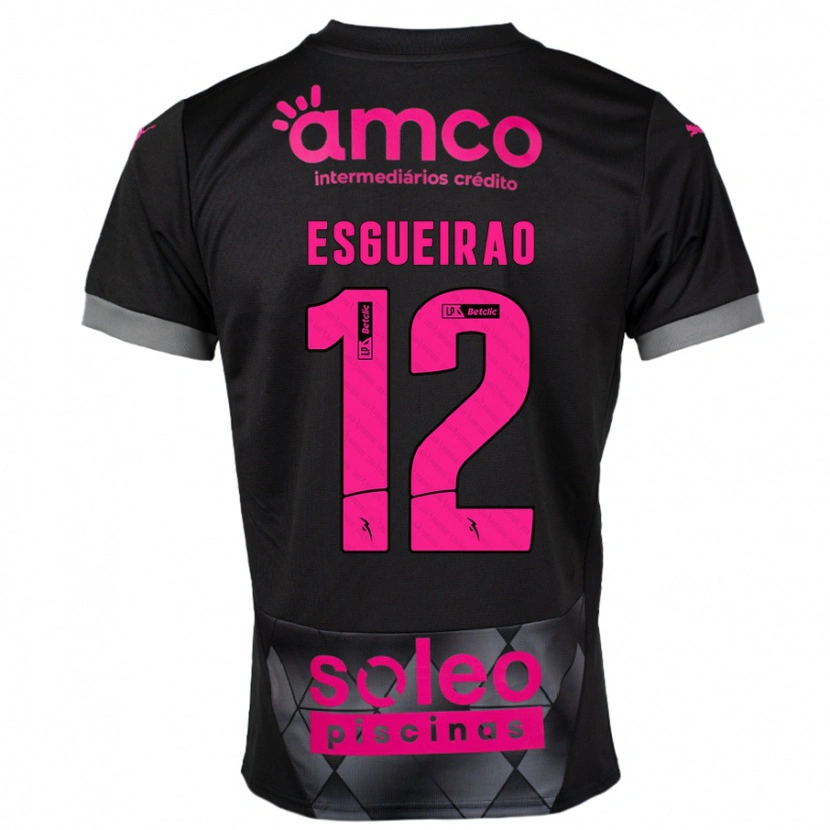 Danxen Niño Camiseta Íris Esgueirão #12 Negro Rosa 2ª Equipación 2024/25 La Camisa