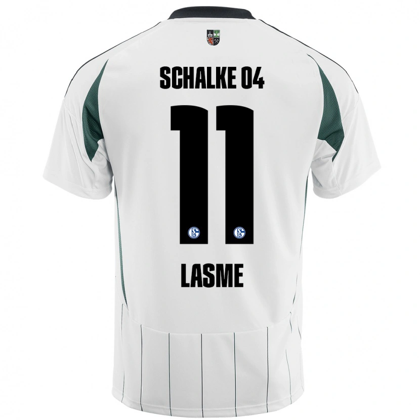 Danxen Niño Camiseta Bryan Lasme #11 Blanco Verde 2ª Equipación 2024/25 La Camisa