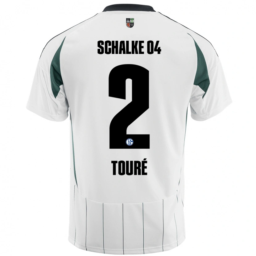 Danxen Niño Camiseta Tidiane Touré #2 Blanco Verde 2ª Equipación 2024/25 La Camisa