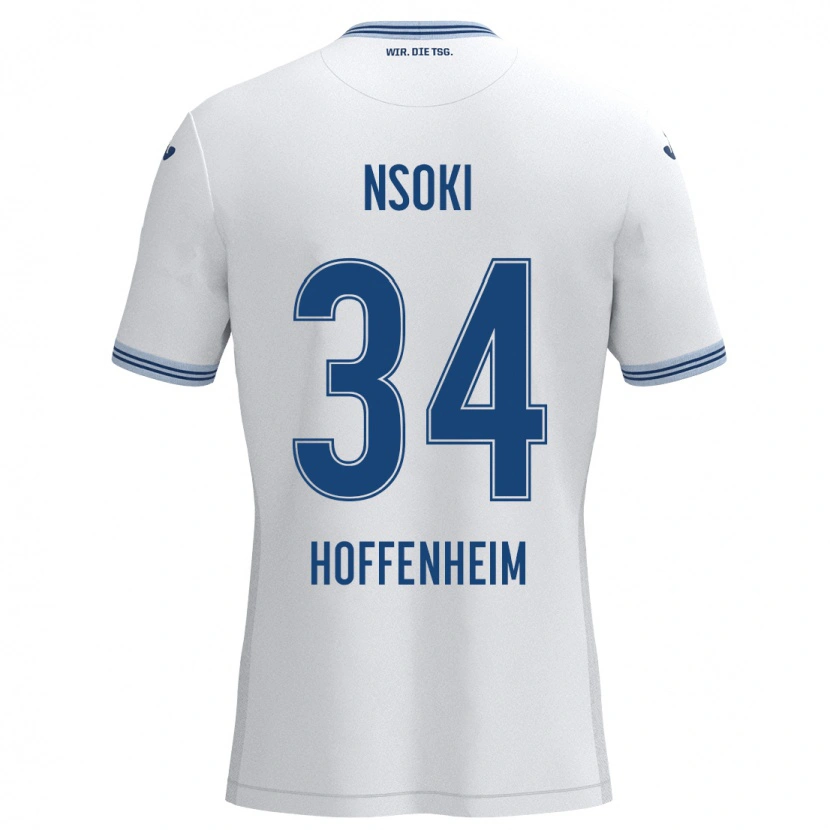 Danxen Niño Camiseta Stanley Nsoki #34 Blanco Azul 2ª Equipación 2024/25 La Camisa