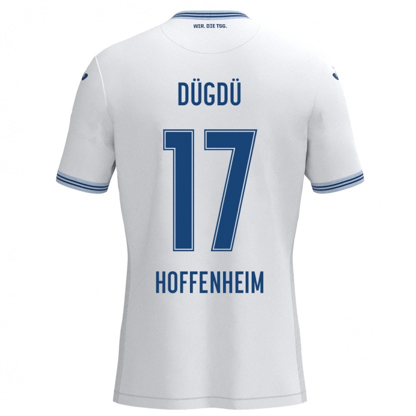 Danxen Niño Camiseta Tamay Dügdü #17 Blanco Azul 2ª Equipación 2024/25 La Camisa