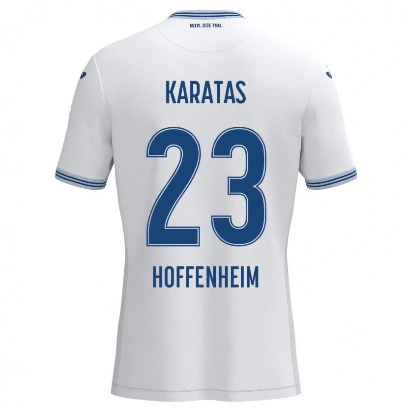 Danxen Niño Camiseta Can Karatas #23 Blanco Azul 2ª Equipación 2024/25 La Camisa