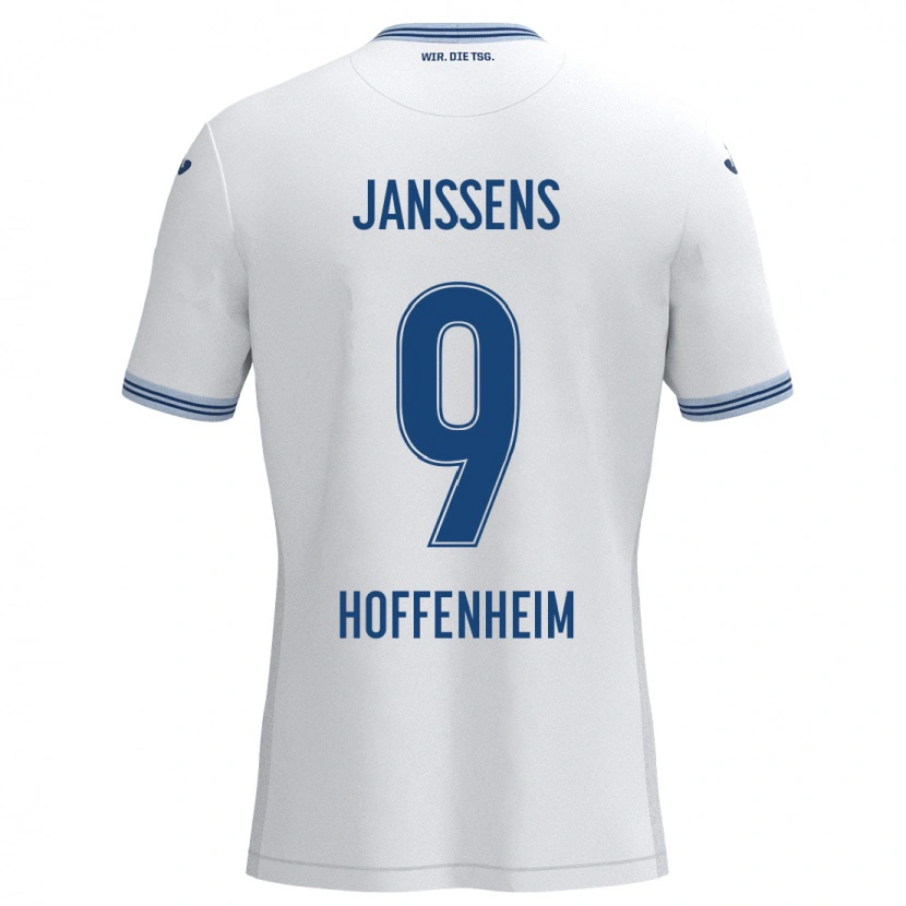Danxen Niño Camiseta Jill Janssens #9 Blanco Azul 2ª Equipación 2024/25 La Camisa