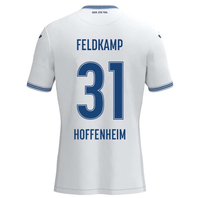 Danxen Niño Camiseta Jana Feldkamp #31 Blanco Azul 2ª Equipación 2024/25 La Camisa