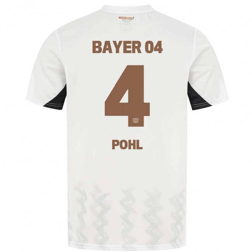 Danxen Niño Camiseta Ferdinand Pohl #4 Blanco Negro 2ª Equipación 2024/25 La Camisa