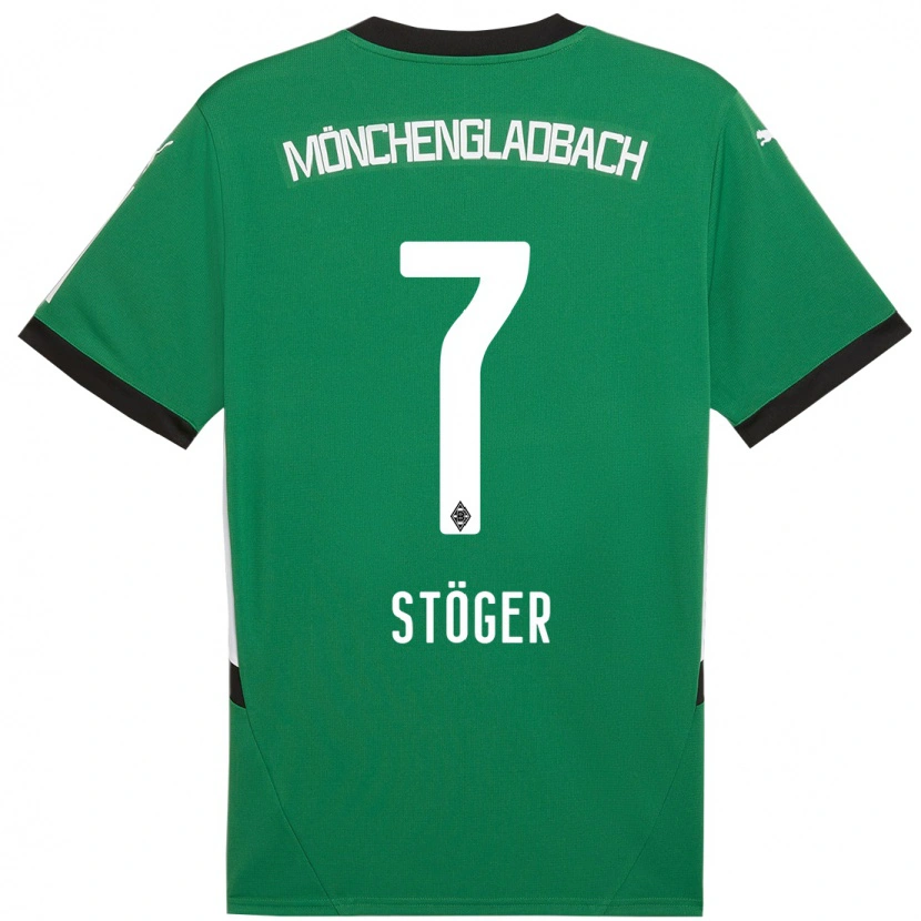 Danxen Niño Camiseta Kevin Stöger #7 Verde Blanco 2ª Equipación 2024/25 La Camisa