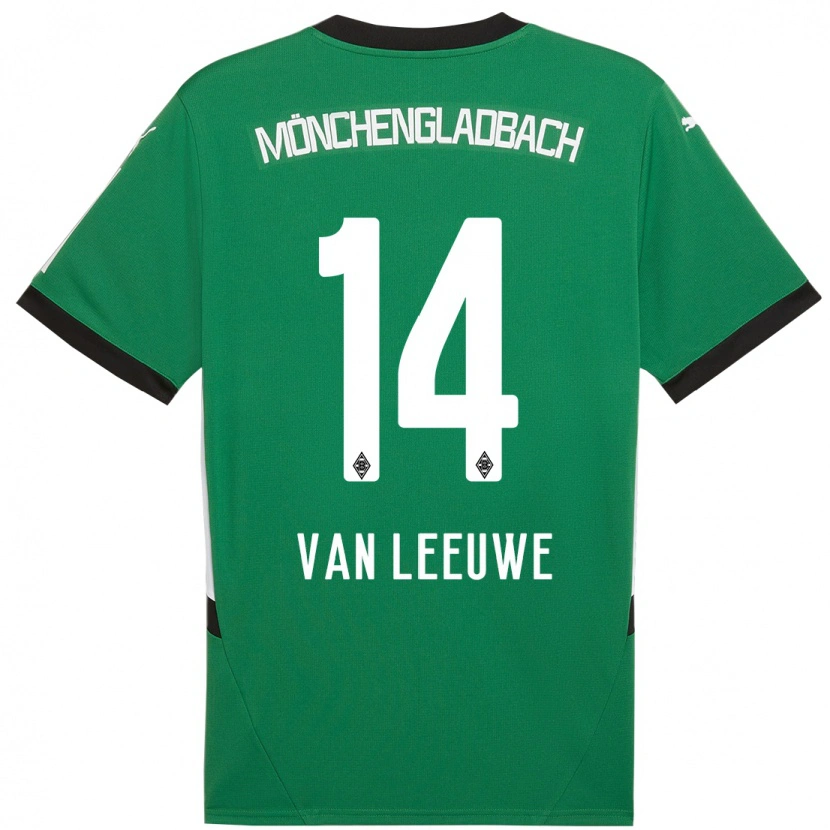 Danxen Niño Camiseta Kyra Van Leeuwe #14 Verde Blanco 2ª Equipación 2024/25 La Camisa