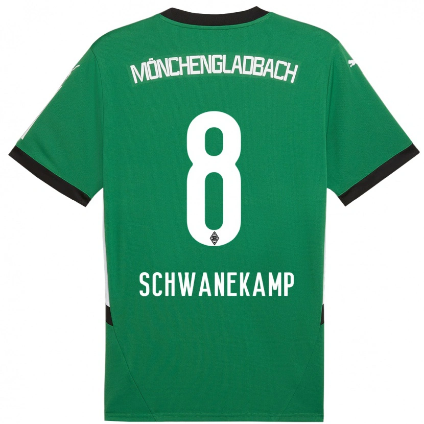 Danxen Niño Camiseta Jana Schwanekamp #8 Verde Blanco 2ª Equipación 2024/25 La Camisa