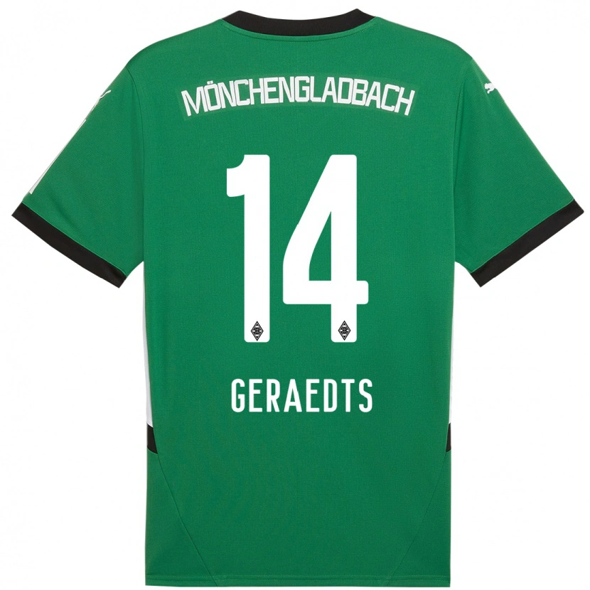 Danxen Niño Camiseta Kelsey Geraedts #14 Verde Blanco 2ª Equipación 2024/25 La Camisa