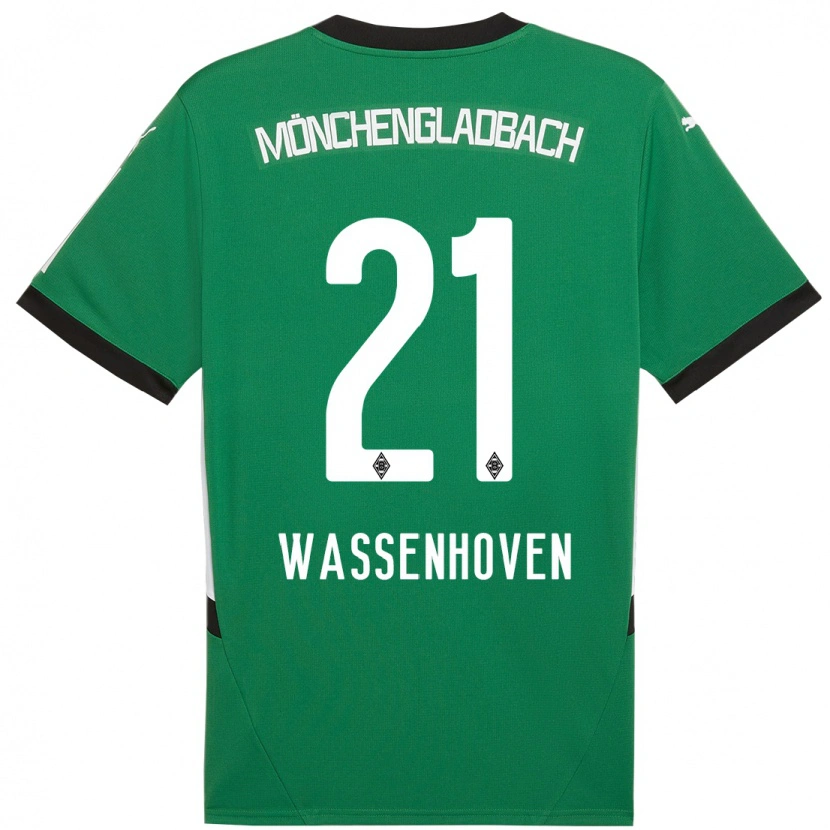 Danxen Niño Camiseta Michelle Wassenhoven #21 Verde Blanco 2ª Equipación 2024/25 La Camisa