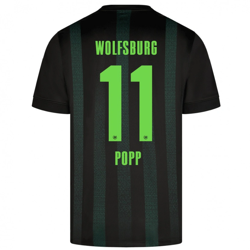 Danxen Niño Camiseta Alexandra Popp #11 Verde Oscuro 2ª Equipación 2024/25 La Camisa