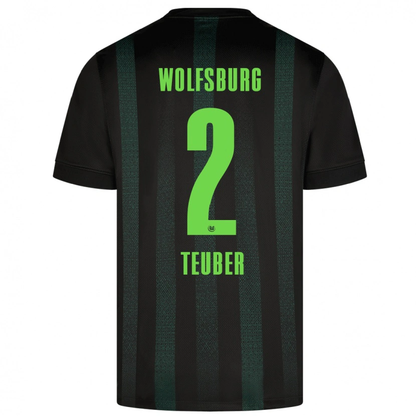 Danxen Niño Camiseta Julius Teuber #2 Verde Oscuro 2ª Equipación 2024/25 La Camisa