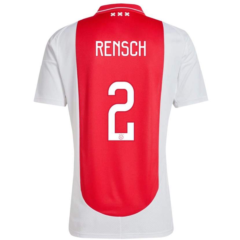 Danxen Hombre Camiseta Devyne Rensch #2 Rojo Blanco 1ª Equipación 2024/25 La Camisa