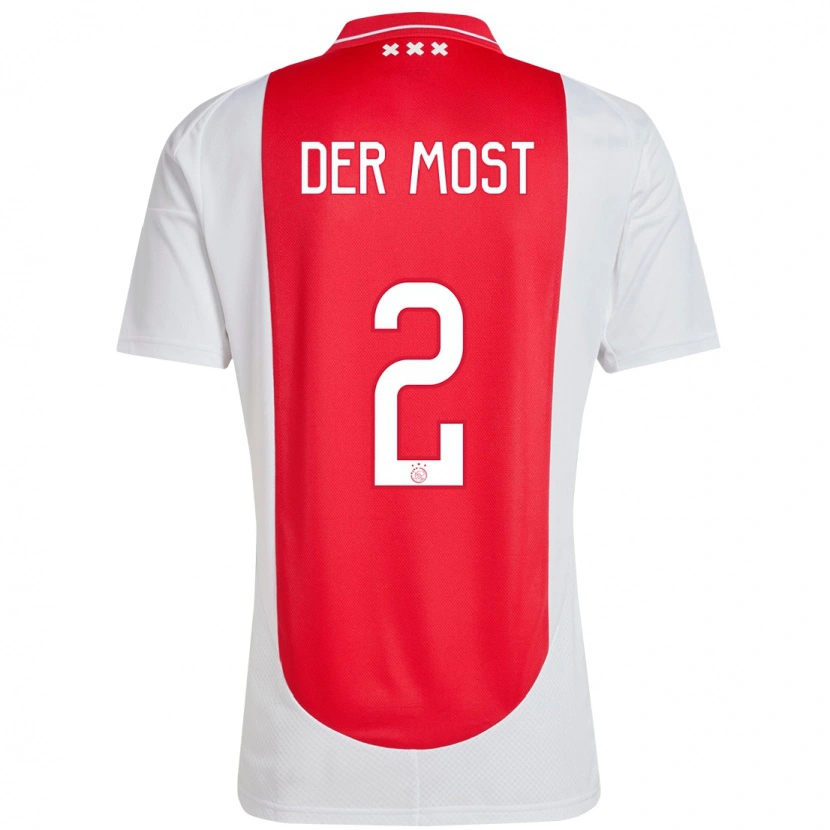 Danxen Hombre Camiseta Liza Van Der Most #2 Rojo Blanco 1ª Equipación 2024/25 La Camisa