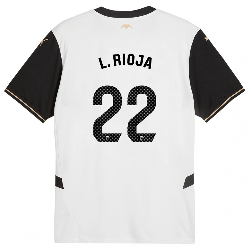 Danxen Hombre Camiseta Luis Rioja #22 Blanco Negro 1ª Equipación 2024/25 La Camisa